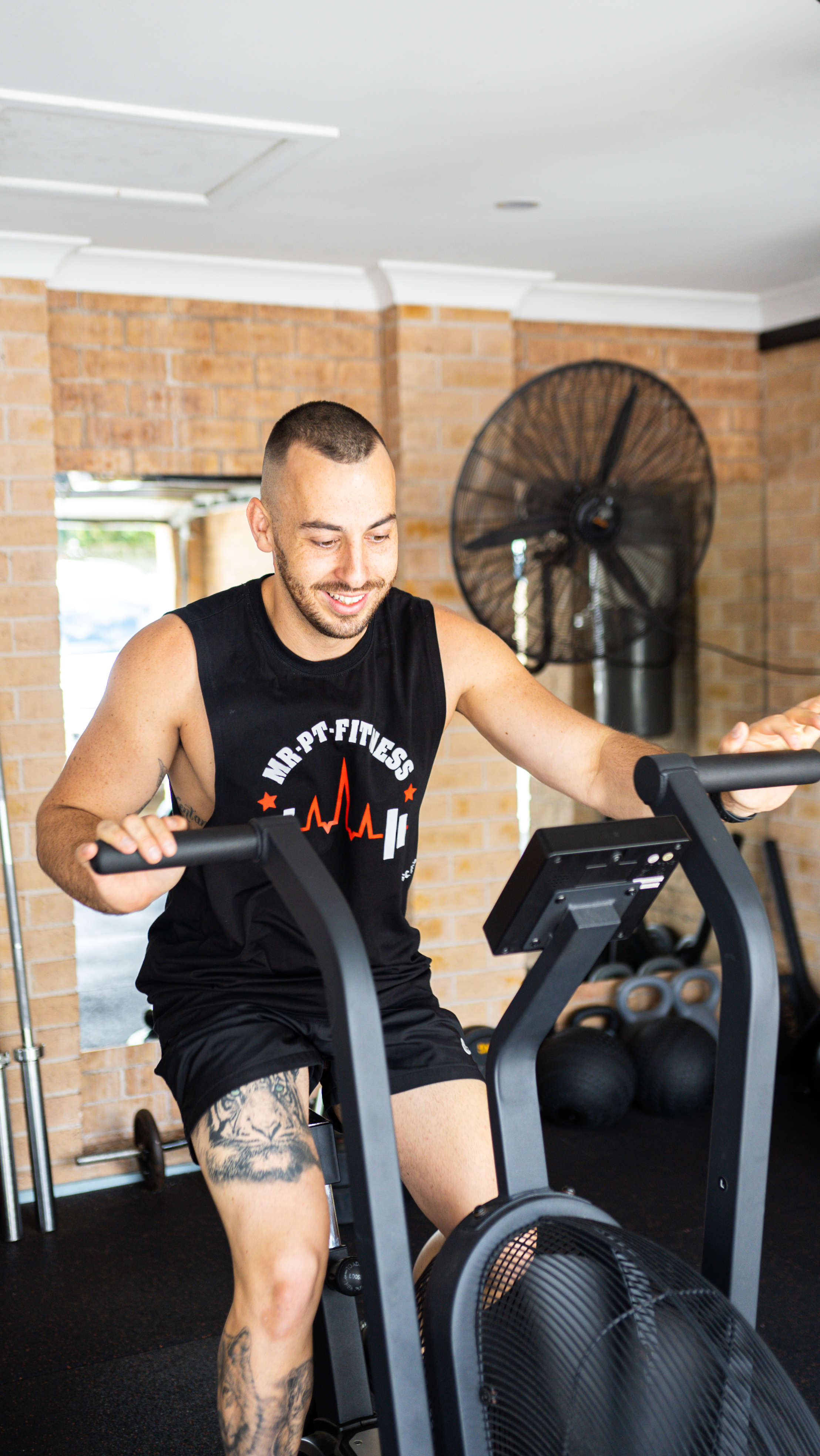 Matt Reilly on the assault bike